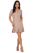 Chantal Print Short Sleeve Godet Dress – 69540